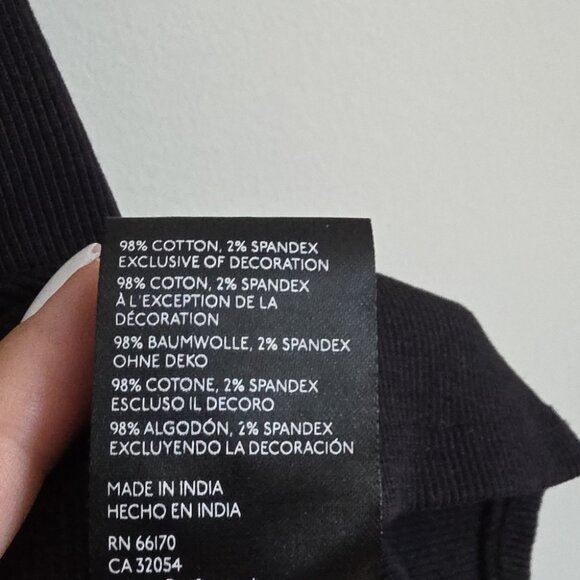 ANTHRO | Beaded Applique Tank Blouse Top black ribbed cotton Sz XL - Picture 7 of 7